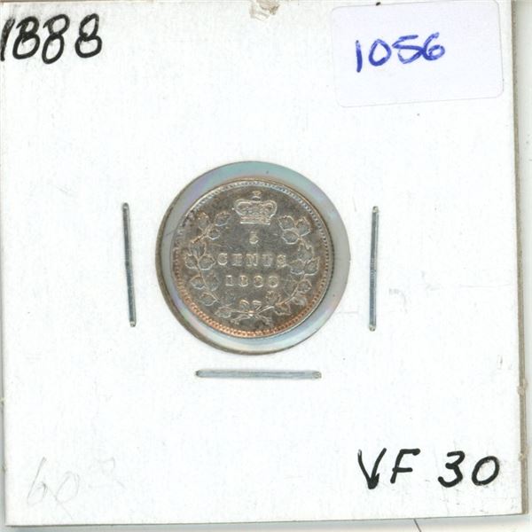 1888 Canadian 5 Cent Coin - VF-30