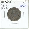 Image 1 : 1872H Canadian 25 Cent Coin - Large 2, OBV 2, F