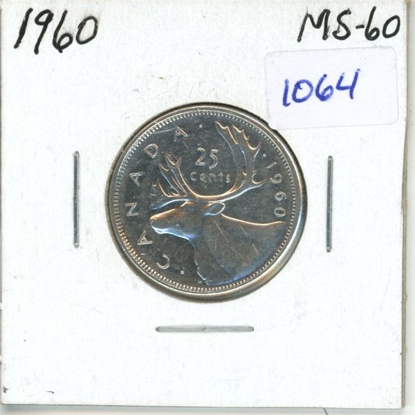 1960 Canadian 25 Cent Coin - MS-60