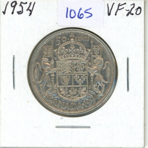 1954 Canadian 50 Cent Coin - VF-20