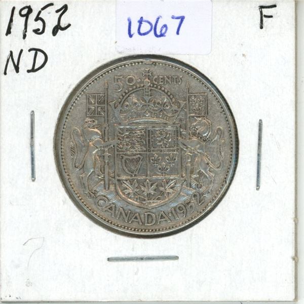 1952 Canadian 50 Cent Coin - ND, F