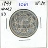 Image 1 : 1943 Canadian 50 Cent Coin - Near 3, ND, VF-20