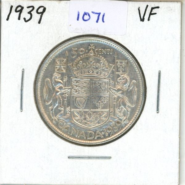 1939 Canadian 50 Cent Coin - VF