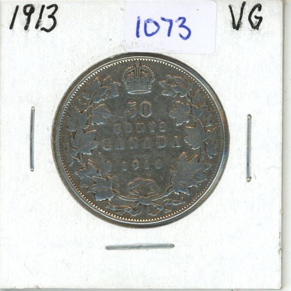 1913 Canadian 50 Cent Coin - VG