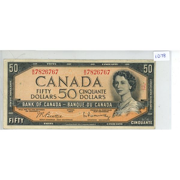 1954 Canadian 50 Dollar Bill