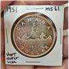 Image 7 : 1951 Canada silver dollar - MS-61 S.W.L. (short water line)