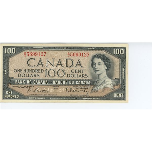 1954 Canadian 100 dollar bill - Beattie/Rasminsky - B/J 5699127