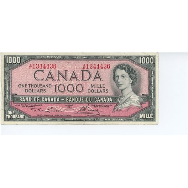 1954 Canadian 1000 dollar bill - Lawson/Bouey - A/K 1344436