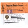 Image 2 : 1949 Imperial bank of Canada cashed cheque & US "JFK" dollar and 1904 US indian head 1 cent