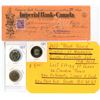 Image 1 : 1946 Imperial bank of Canada cashed cheque, 1995 dollar & 2014, 2022 2 dollar coin