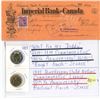 Image 2 : 1946 Imperial bank of Canada cashed cheque, 1995 dollar & 2014, 2022 2 dollar coin