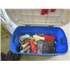 Image 1 : Jumbo Rubbermaid tub with assorted painting tools/supplies