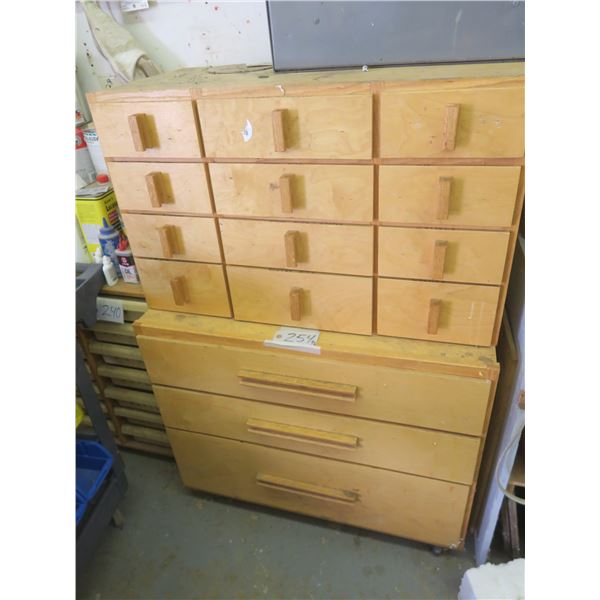 Wooden Parts & Tools Storage Unit – 2 piece (36”x 22”x 17.5” = Top module, 36”x 22.5”x 30” = bottom 