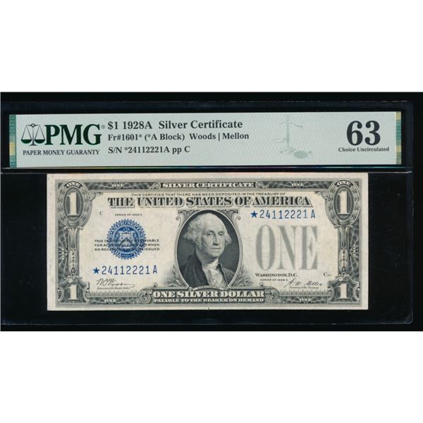 1928A $1 STAR Silver Certificate PMG 63