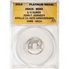 Image 1 : 2014 Proof 1/4 oz Platinum JFK Apollo 11 Anniversary Medal ANACS MS69