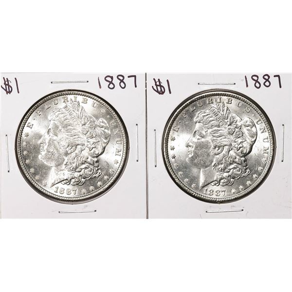 Lot of (2) 1887 $1 Morgan Silver Dollar Coins