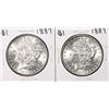 Image 1 : Lot of (2) 1887 $1 Morgan Silver Dollar Coins