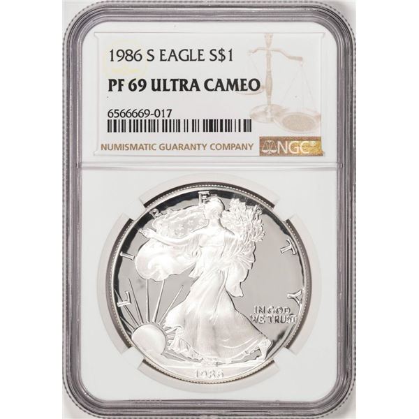 1986-S Proof $1 American Silver Eagle Coin NGC PF69 Ultra Cameo