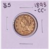 Image 1 : 1893-CC $5 Liberty Head Half Eagle Gold Coin
