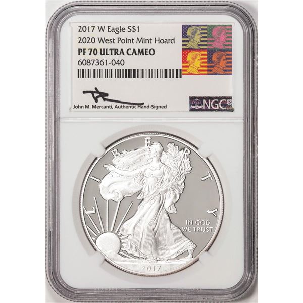 2017-W $1 Proof American Silver Eagle Coin NGC PF70 Ultra Cameo Mercanti Signature