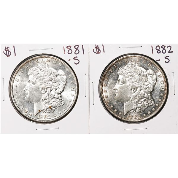 Lot of 1881-S & 1882-S $1 Morgan Silver Dollar Coins