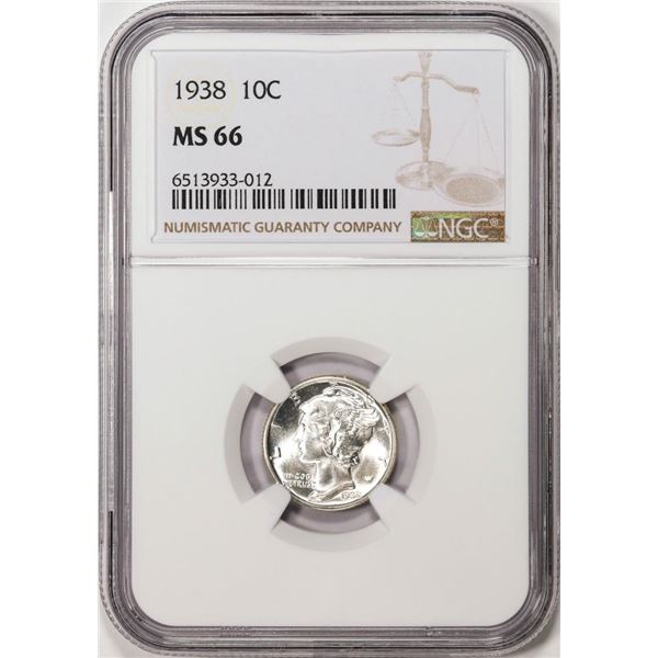 1938 Mercury Dime Coin NGC MS66