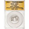 Image 1 : 2014 Proof 1/2 oz Platinum JFK Apollo 11 Anniversary Medal ANACS MS69