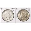 Image 1 : Lot of 1922-S & 1923-S $1 Peace Silver Dollar Coins