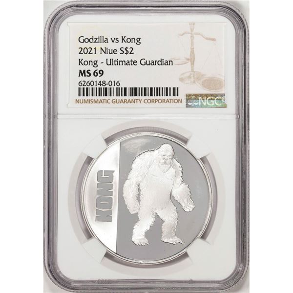 2021 Niue $2 Godzilla Vs Kong Silver Coin NGC MS69