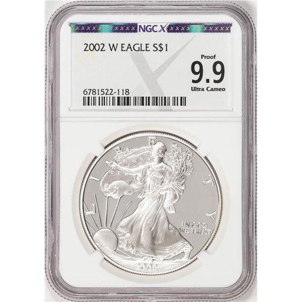2002-W $1 Proof American Silver Eagle Coin NGCX Proof 9.9 Ultra Cameo