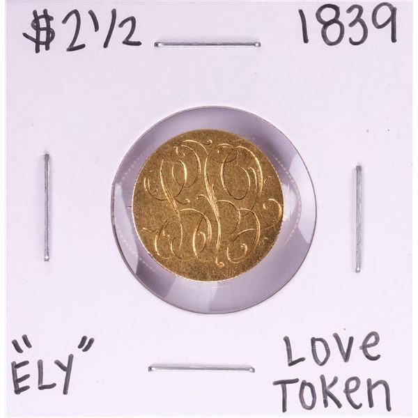 1839 $2 1/2 Classic Head Quarter Eagle Gold Coin Love Token Pin