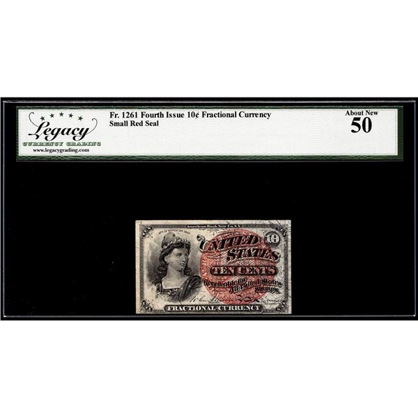 1863 Fourth Issue 10 Cents Fractional Currency Note Fr.1261 Legacy About New 50