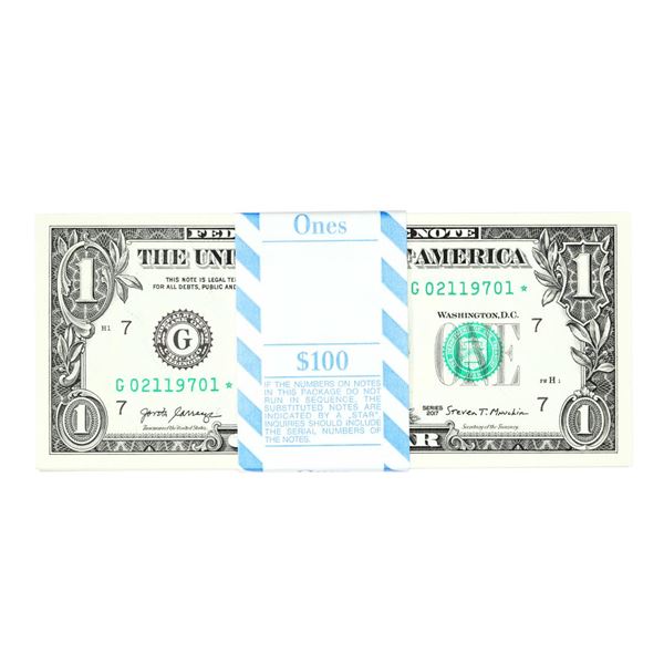 Pack of (100) Consecutive 2017 $1 Federal Reserve Star Notes Chicago