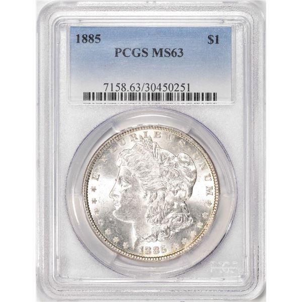 1885 $1 Morgan Silver Dollar Coin PCGS MS63