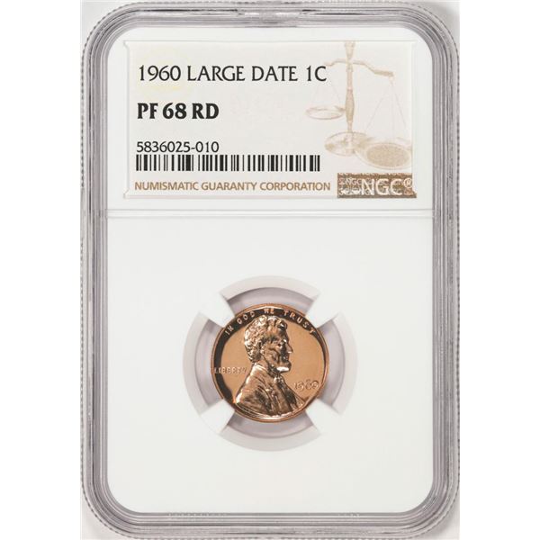 1960 Large Date Proof Lincoln Memorial Cent Coin NGC PF68RD
