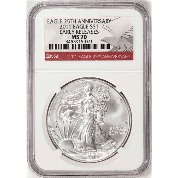 2011 $1 American Silver Eagle Coin NGC MS70 Early Releases