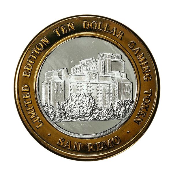 .999 Silver Hotel San Remo Las Vegas, Nevada $10 Casino Limited Edition Gaming Token