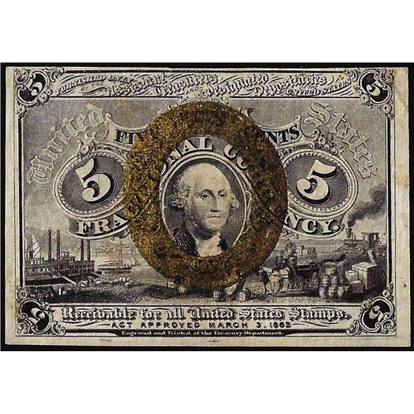 1863 Second Issue Five Cents Fractional Currency Note