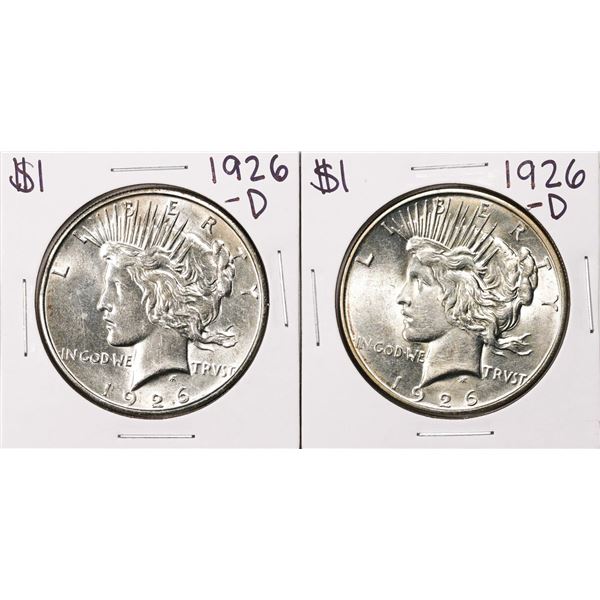 Lot of (2) 1926-D $1 Peace Silver Dollar Coins