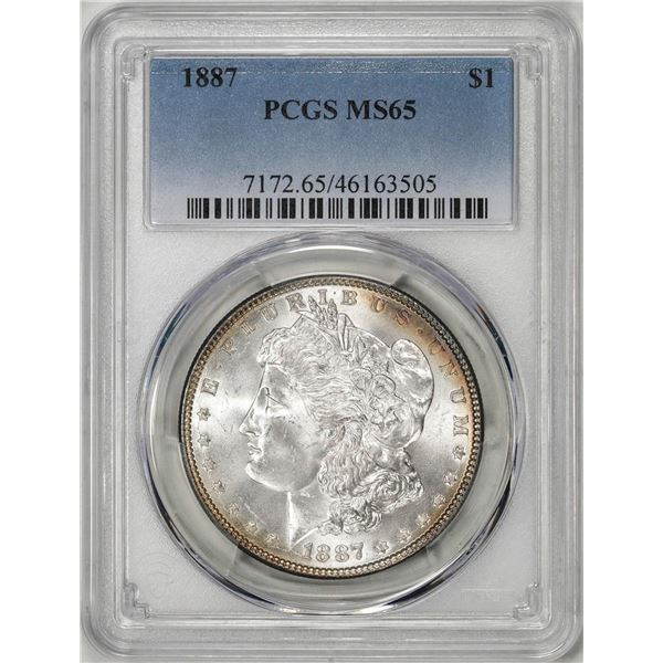 1887 $1 Morgan Silver Dollar Coin PCGS MS65