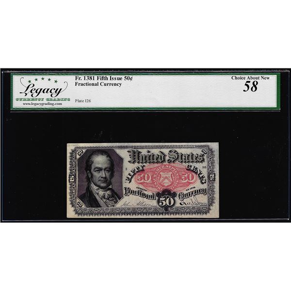 1874 Fifth Issue 50 Cents Fractional Currency Note Fr.1381 Legacy Choice About New 58