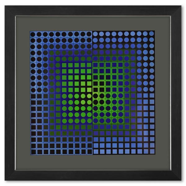 Victor Vasarely "Zoeld De La Serie Folklore Planetaire" Mixed Media Print On Paper