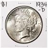 Image 1 : 1934-D $1 Peace Silver Dollar Coin