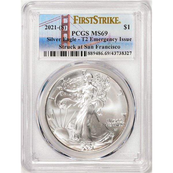 2021-(S) Type 2 $1 American Silver Eagle Coin PCGS MS69 First Strike Emergency Issue