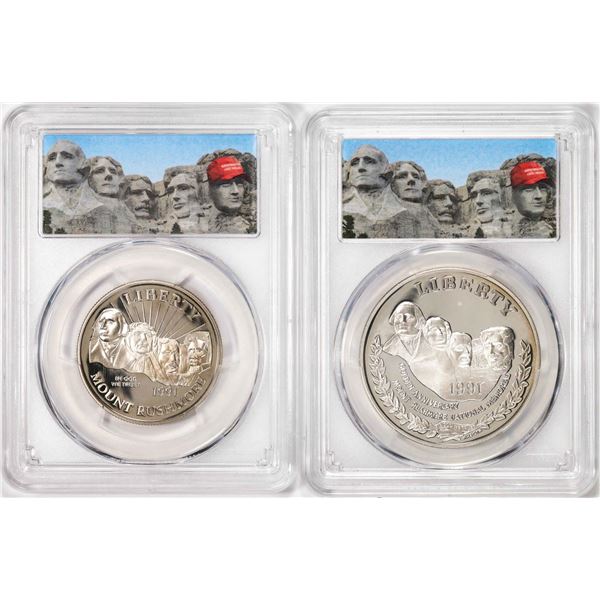 Lot of 1991-S Mount Rushmore Clad Half Dollar & Silver Dollar Coins PCGS PR69DCAM