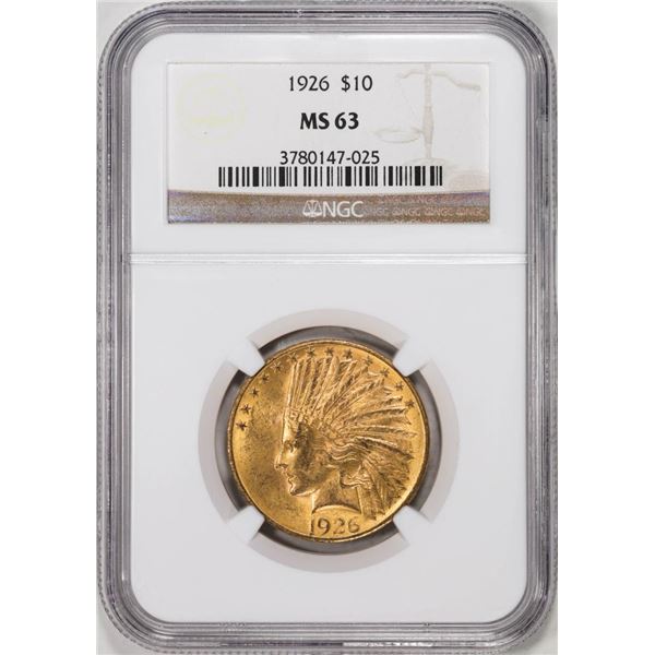 1926 $10 Indian Head Eagle Gold Coin NGC MS63