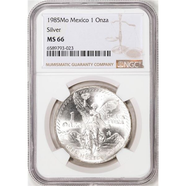 1985Mo Mexico 1 Onza Libertad Silver Coin NGC MS66