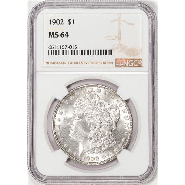 1902 $1 Morgan Silver Dollar Coin NGC MS64