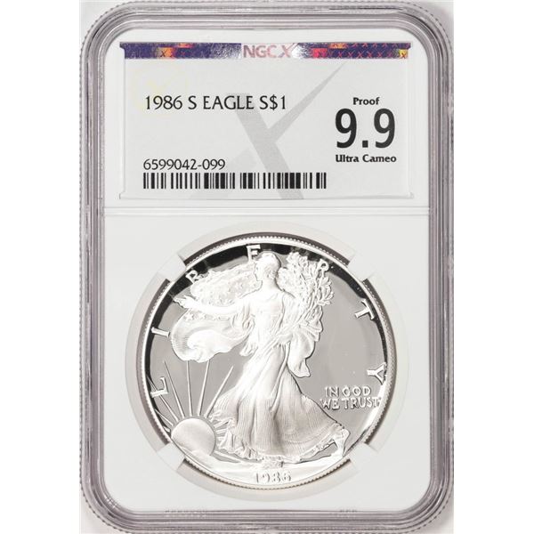 1986-S $1 Proof American Silver Eagle Coin NGCX Proof 9.9 Ultra Cameo