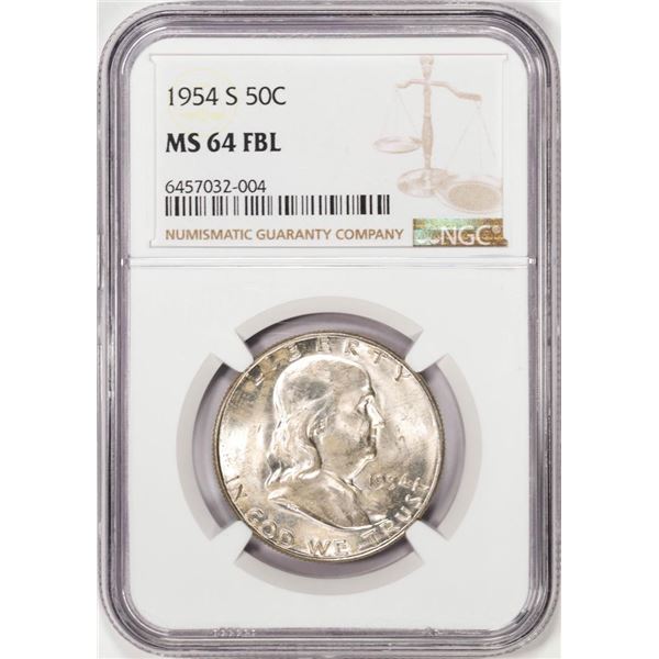 1954-S Franklin Half Dollar Coin NGC MS64FBL